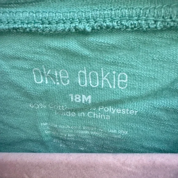 Okie Dokie 18M Girls Green Short Sleeve Tee Shirt Blouse Endless Hugs - Picture 4 of 5